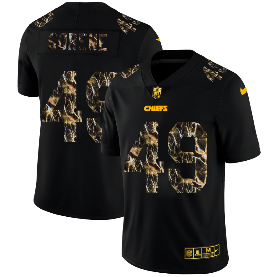 2020 Kansas City Chiefs #49 Daniel Sorensen Men Black Nike Flocked Lightning Vapor Limited NFL Jersey->kansas city chiefs->NFL Jersey